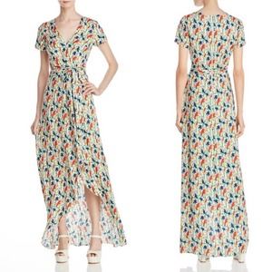 Alice + Olivia Adrianna‎ Bird Party Mock-Wrap Maxi Dress Size 10